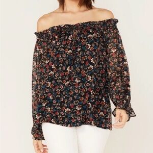 WILD MOSS WOMEN'S FLORAL PRINT OFF-SHOULDER TOP Size Large